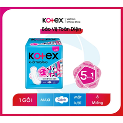 Băng vệ sinh Kotex khô thoáng maxi dày cánh 23cm 8 miếng
