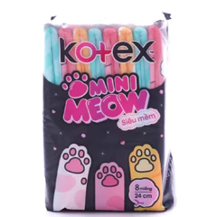 Băng vệ sinh Kotex mini meow siêu mềm cánh 24cm 8 miếng