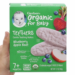 Bánh gạo ăn dặm Gerber Organic vị việt quất, táo, củ cải đỏ /xoài, chuối, cà rốt 48g