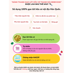 Bánh gạo lứt thanh dài Bebecook vị táo /bí ngô /khoai lang tím /nho xanh 30g dành cho bé trên 7 tháng tuổi