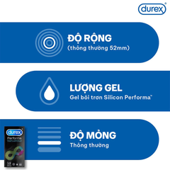 Bao cao su Durex kéo dài thời gian size 52mm (hộp 3) & (hộp 12)