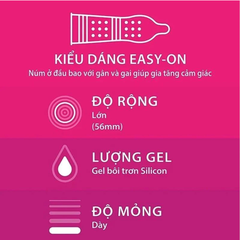 Bao cao su Durex Pleasuremax gân gai size 56mm (hộp 3) & (hộp 12)