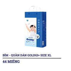 Bỉm - Tã dán/tã quần Goldgi+ size NB92/S84/M66/L56/M60/L48/XL44/XXL32 (từ dưới 5kg đến trên 15kg)