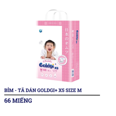 Bỉm - Tã dán/tã quần Goldgi+ X5 size NB92/S76/M66/L56/M54/L48/XL44/XXL32 (từ dưới 5kg đến trên 15kg)