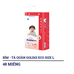 Bỉm - Tã quần Goldgi Eco size M54/L48/XL44/XXL32 (từ 6 đến trên 15kg)