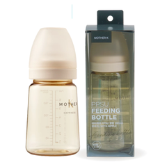 Bình sữa PPSU Hàn Quốc 1 - 2m Mother-K 180ml màu kem/xanh