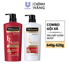 Bộ gội xả TRESemmé Keratin vào nếp suôn mượt 640g + 620g