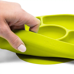 Bộ khay ăn kèm thìa silicone (FDA) bbluv Yumi Aqua/Lime dành cho bé từ 4 tháng tuổi