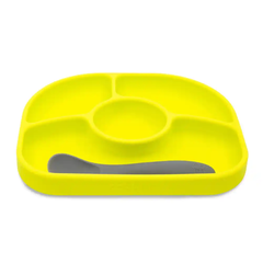 Bộ khay ăn kèm thìa silicone (FDA) bbluv Yumi Aqua/Lime dành cho bé từ 4 tháng tuổi