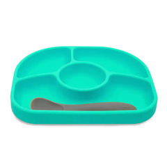 Bộ khay ăn kèm thìa silicone (FDA) bbluv Yumi Aqua/Lime dành cho bé từ 4 tháng tuổi