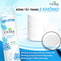 Bông tẩy trang Ceiba 100% chất liệu cotton 120 miếng/140 miếng
