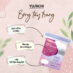 Bông tẩy trang Yusachi Suzuran 100% cotton 200 miếng