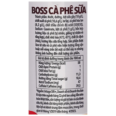 Cà phê sữa Boss 180ml