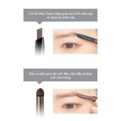 Chì kẻ mày B.O.M 3in1 - #01 nâu xám/#02 nâu đen/#03 nâu socola 0.5g