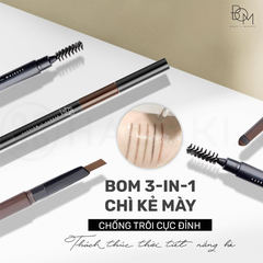 Chì kẻ mày B.O.M 3in1 - #01 nâu xám/#02 nâu đen/#03 nâu socola 0.5g