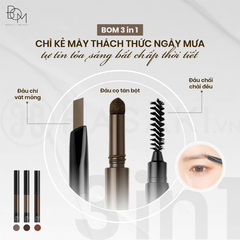 Chì kẻ mày B.O.M 3in1 - #01 nâu xám/#02 nâu đen/#03 nâu socola 0.5g