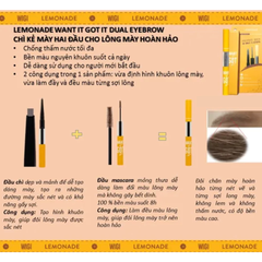 Chì kẻ mày Lemonade 2 đầu - màu nâu sáng/màu nâu đậm/màu nâu xám 2g+2ml