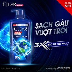 Dầu gội Clear Men sạch gàu Cool Sport Bạc Hà 900g
