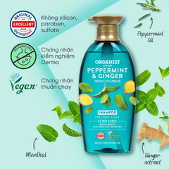 Dầu gội Organist Bạc Hà & Gừng cho da đầu gàu ngứa 500ml