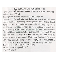 Dầu gội xả 2in1 Pantene làm phồng và dày tóc 355ml