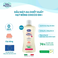 Dầu mát-xa chiết xuất hạt bông Chicco 0M+ 200ml