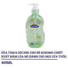 Dầu tắm & gội 2in1 cho bé Kodomo chiết xuất mầm lúa mì/Pink Hanabaki tinh dầu hoa trà 200ml/400ml (dành cho mọi độ tuổi)