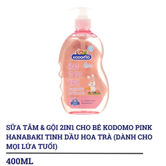 Dầu tắm & gội 2in1 cho bé Kodomo chiết xuất mầm lúa mì/Pink Hanabaki tinh dầu hoa trà 200ml/400ml (dành cho mọi độ tuổi)