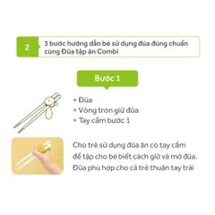 Đũa tập ăn cao cấp Combi có hộp mầu cam (LN) 81017