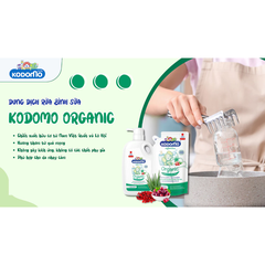 Dung dịch làm sạch đồ dùng cho bé Kodomo Organic chiết xuất lô hội và việt quất túi 600ml/chai 650ml hương quả mọng