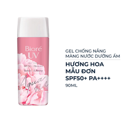 Gel chống nắng Bioré màng nước dưỡng ẩm hương hoa mẫu đơn 90ml