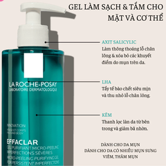 Gel rửa mặt & tắm La Roche-Posay làm sạch và giảm mụn 400ml