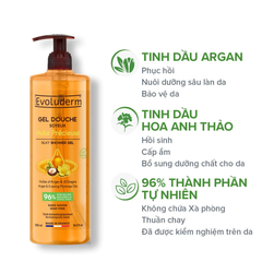 Gel tắm Evoluderm tinh dầu Argan và hoa anh thảo 500ml