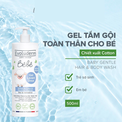 Gel tắm gội cho bé Evoluderm chiết xuất cotton 500ml