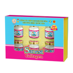 Hộp 6 lọ nước yến sào Khánh Hòa Sanest collagen có đường 70ml