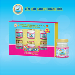 Hộp 6 lọ nước yến sào Khánh Hòa Sanest collagen có đường 70ml