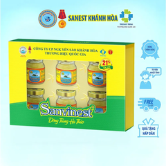 Hộp 6 lọ nước yến sào Khánh Hòa Sanest đông trùng hạ thảo có đường 70ml