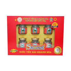 Hộp 6 lọ nước yến sào Khánh Hòa Sanest không đường 70ml