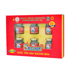 Hộp 6 lọ nước yến sào Khánh Hòa Sanest không đường 70ml