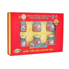 Hộp 6 lọ nước yến sào Khánh Hòa Sanest không đường 70ml