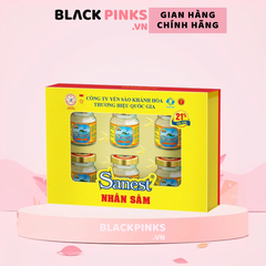 Hộp 6 lọ nước yến sào Khánh Hòa Sanest nhân sâm có đường 70ml