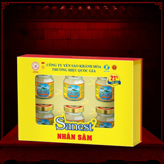 Hộp 6 lọ nước yến sào Khánh Hòa Sanest nhân sâm có đường 70ml