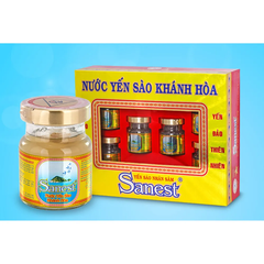 Hộp 6 lọ nước yến sào Khánh Hòa Sanest nhân sâm có đường 70ml