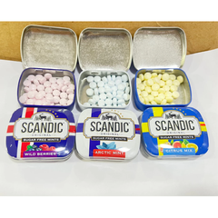 Kẹo ngậm không đường Nga Scandic vị Bạc Hà/Cam Quýt/Berries rừng hộp 14g