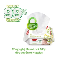 Khăn ướt Huggies Clean Care không mùi gói 80 miếng