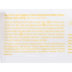 Khăn ướt Huggies Nourishing Clean không mùi gói 72 miếng