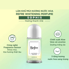 Lăn khử mùi Refre Whitening Perfume hương ngọt ngào/Thanh nhã/Phấn thơm/Sang trọng/Tình yêu 40ml
