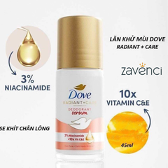 Lăn ngăn mùi Dove tinh chất serum thu nhỏ lỗ chân lông/sáng mịn đều màu 45ml