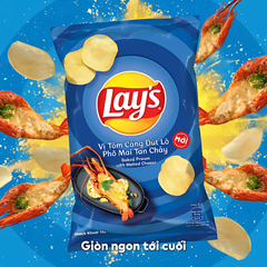 Lốc 10 gói snack khoai tây Lay's Wavy tôm càng phô mai 32g