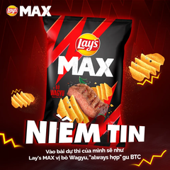 Lốc 10 gói snack khoai tây Lay's Max vị bò Wagyu 45g