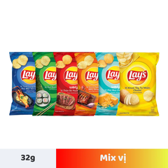 Lốc 10 gói snack khoai tây Lay's mix vị 32g